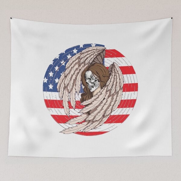 Item preview, Beautiful American Flag Day Of The Dead Skulls designed and sold by Breechcloth.