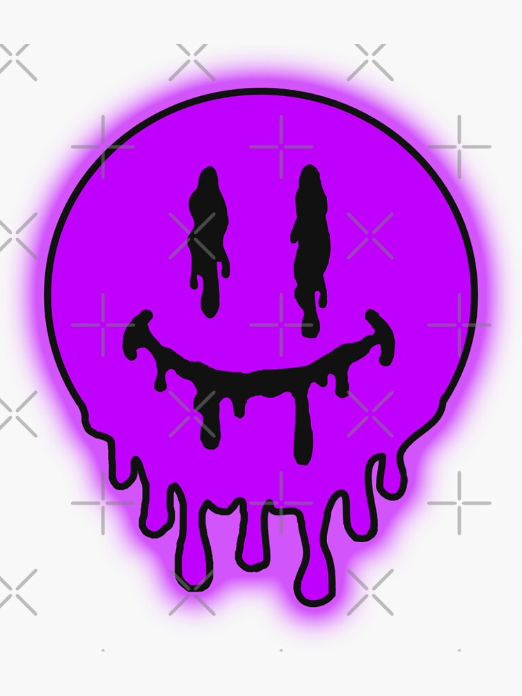 Pastel Purple Dripping Smiley Water Bottle