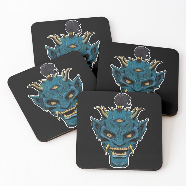 Item preview, DEMON ONI MASK - Blue/Yellow designed and sold by HeadHeavyDesign.