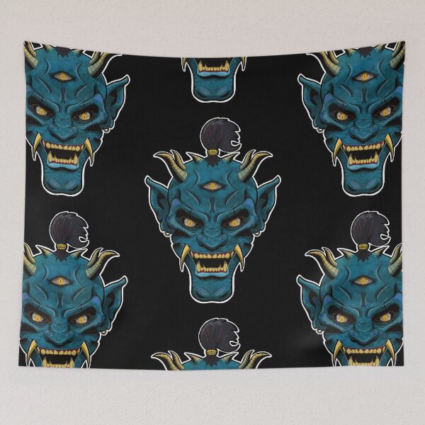 Item preview, DEMON ONI MASK - Blue/Yellow designed and sold by HeadHeavyDesign.