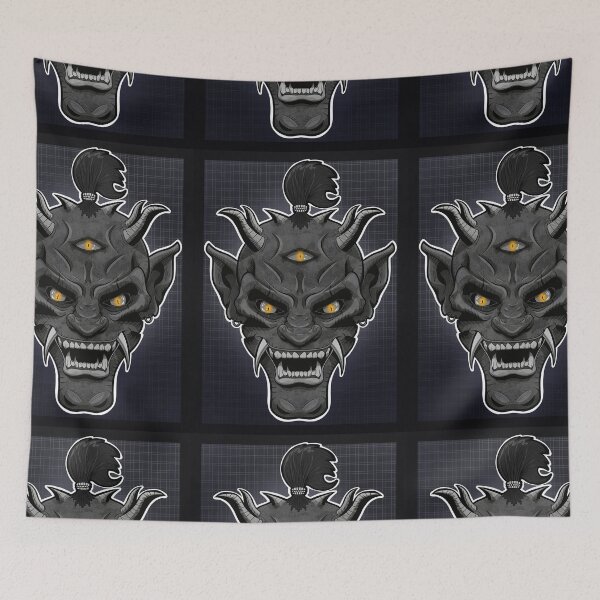 Item preview, DEMON ONI MASK - Grey/Gold designed and sold by HeadHeavyDesign.