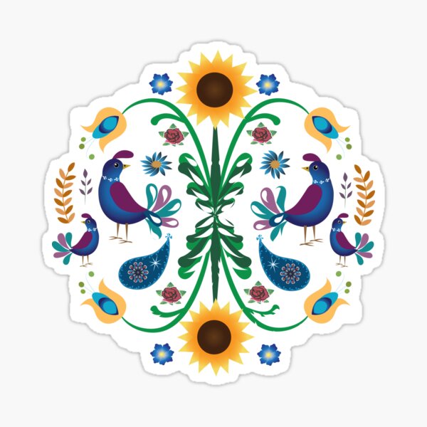 Folkin' Around: Scandinavian-Style Folk-Art Design Sticker