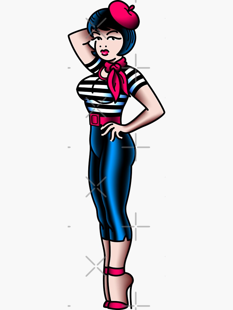 Thumbnail 3 of 3, Sticker, Salty-Dog2 American Traditional Lowbrow Rockabilly Pinup designed and sold by Salty-Dog2.