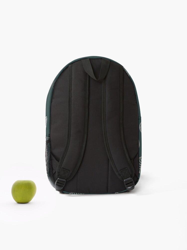 Discover Nook Leaf Aloha Logo - Black and White on Green Backpack