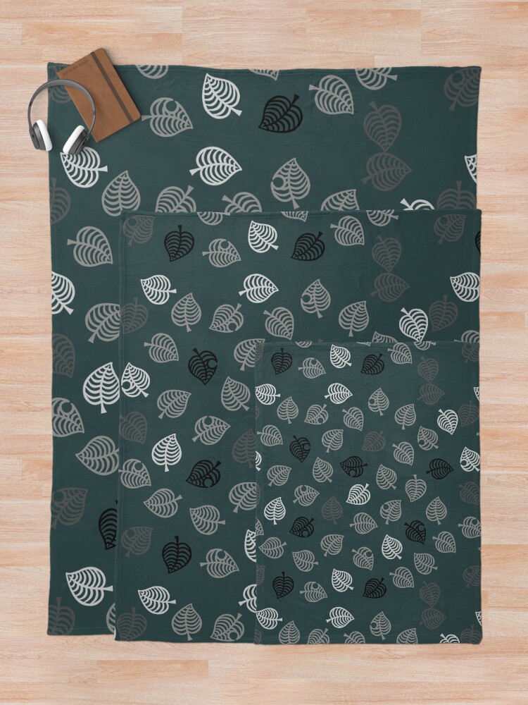 Alternate view of Nook Leaf Aloha Logo - Black and White on Green Throw Blanket
