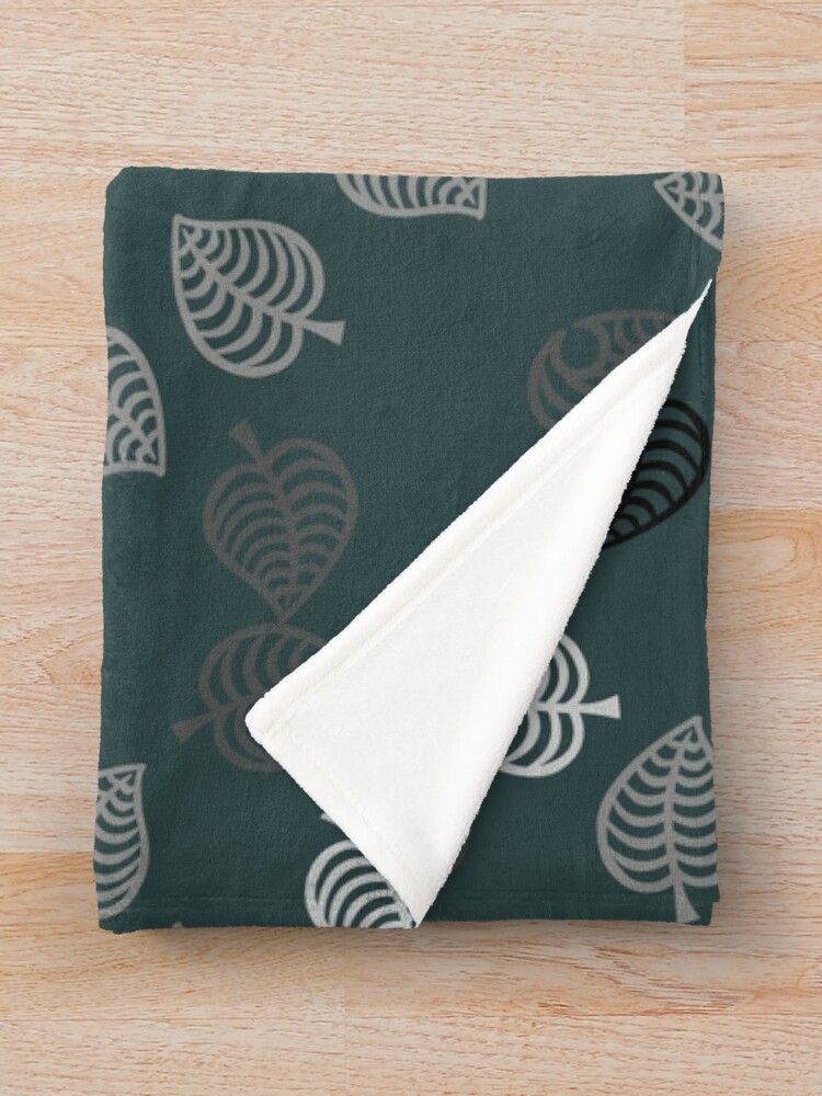 Alternate view of Nook Leaf Aloha Logo - Black and White on Green Throw Blanket