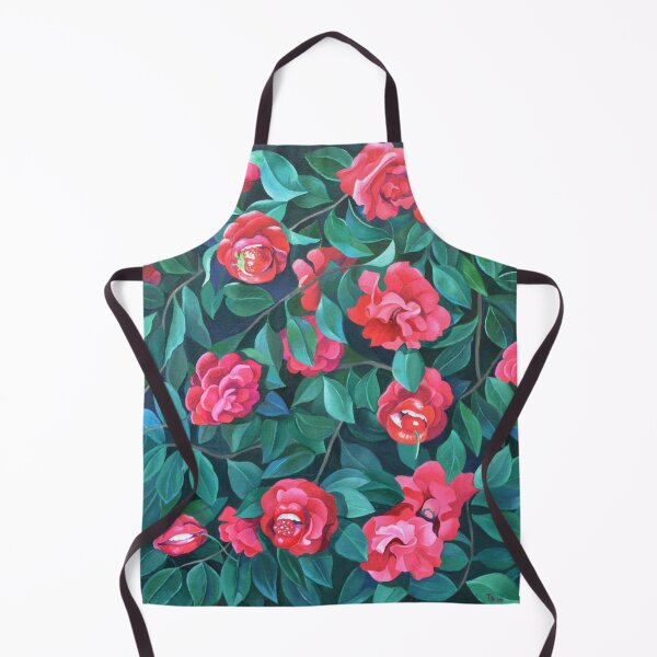 "Camellias, lips and berries" Apron