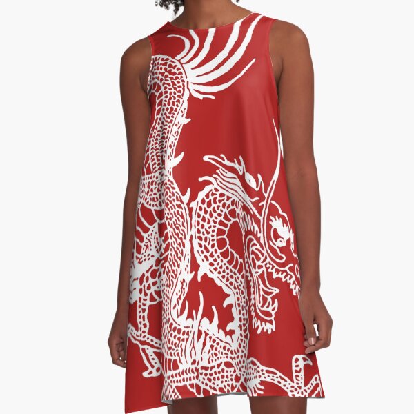 Item preview, White Chinese Dragon ~ Red Background designed and sold by EddieBalevo.