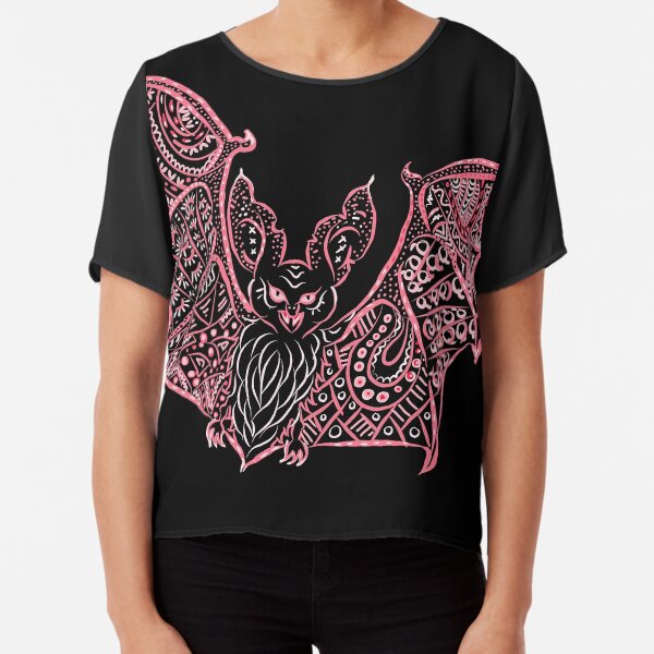 Bat Bats Batter abstract art Chiffon Top
