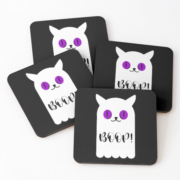 Item preview,  Cute Ghost Cat Boop you on Halloween white designed and sold by Quantastic.