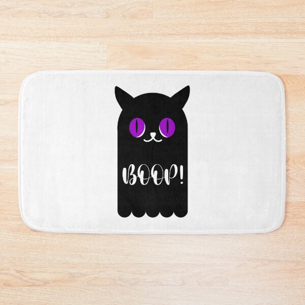 Item preview, Cute Ghost Cat Boop you on Halloween black designed and sold by Quantastic.