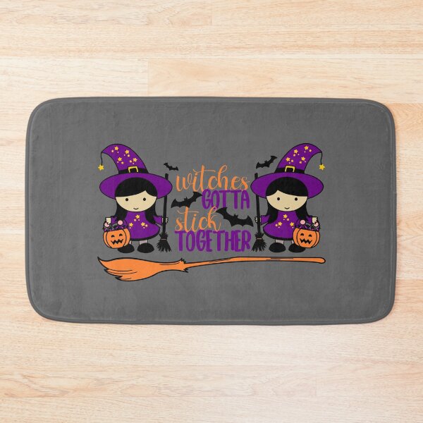 Item preview, Cute Twin Witches: “Witches Gotta Stick Together” designed and sold by PawsitiveMum.