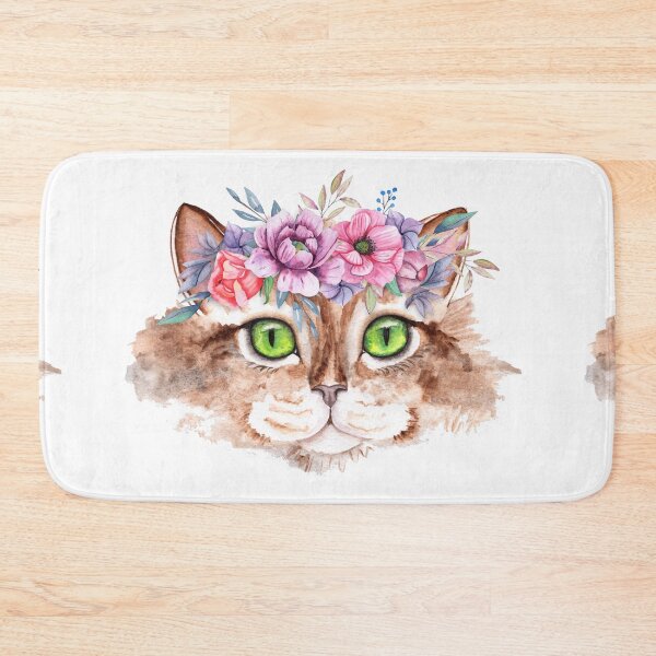 Item preview, Cat with Flowers designed and sold by dplachkinova.