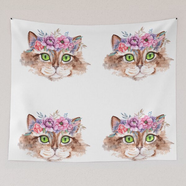 Item preview, Cat with Flowers designed and sold by dplachkinova.