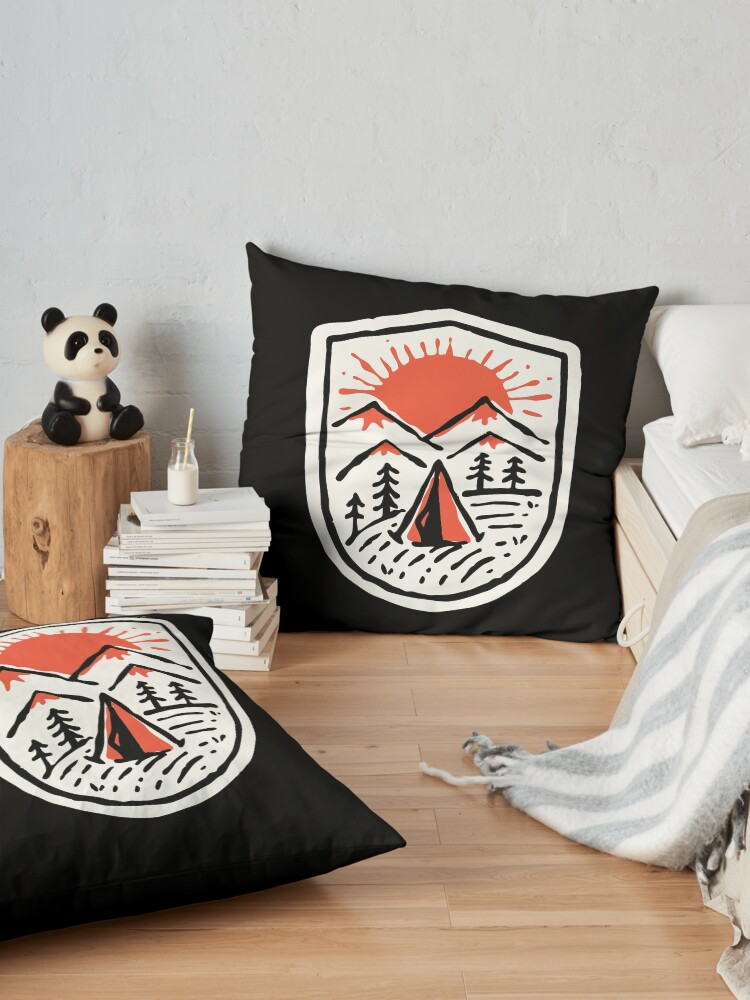 Alternate view of Sunset Camp Hand Drawn Floor Pillow