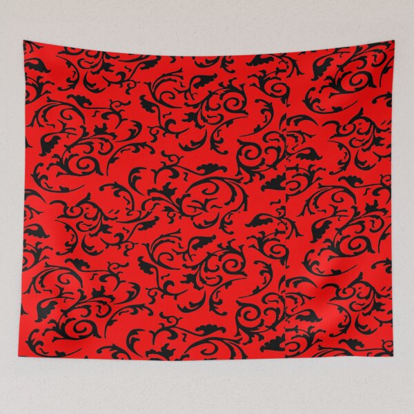 Item preview, ARABIATA 11 bis patterns red black Morocco Essaouira flowers leaves gothic design arabesques scrolls decor designed and sold by dragonemma.