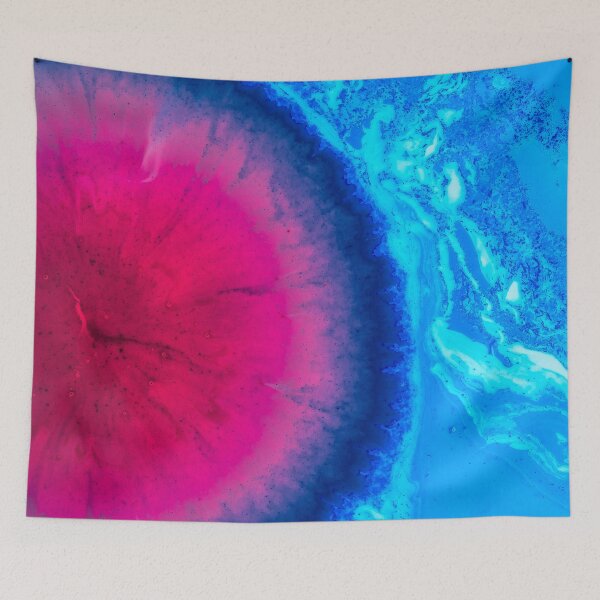 Item preview, Big Red Eye In Blue Sea Marble Pattern, Watercolours Print designed and sold by Skywalker115959.