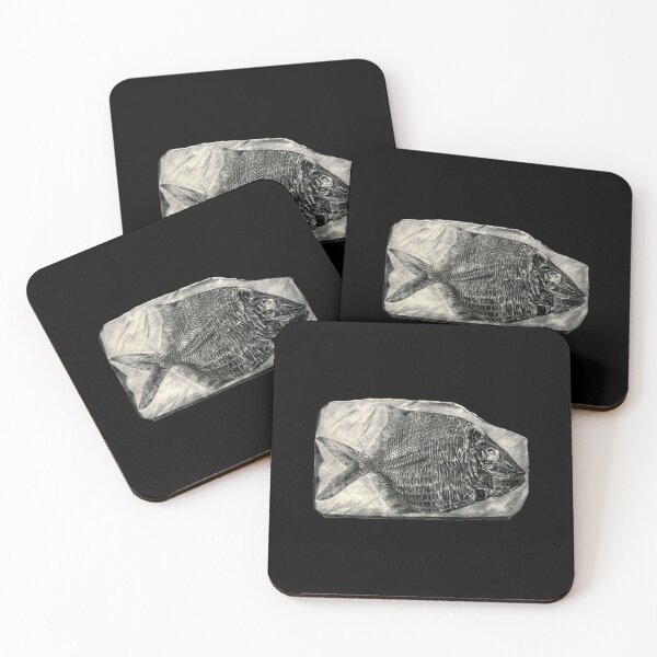 Item preview, Vintage drawing of Black and White Fish Fossil designed and sold by Darwin F.