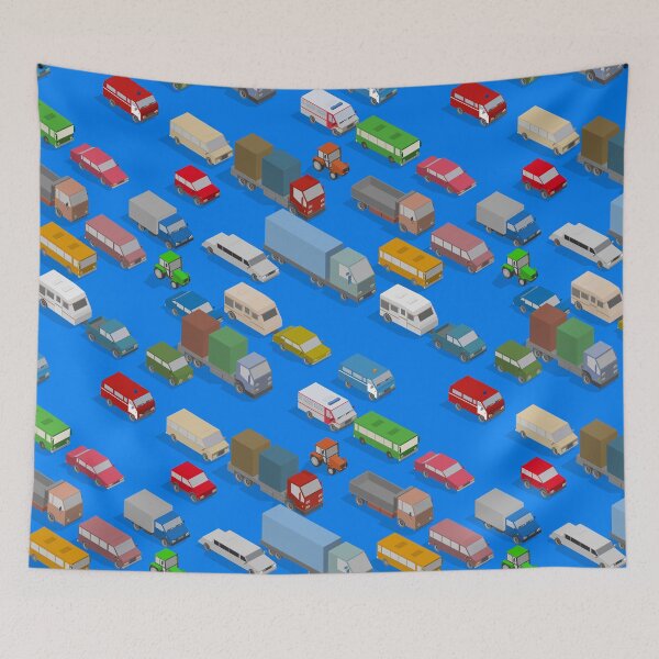 Item preview, Traffic Jam.Cars on a blue background. designed and sold by lantica.