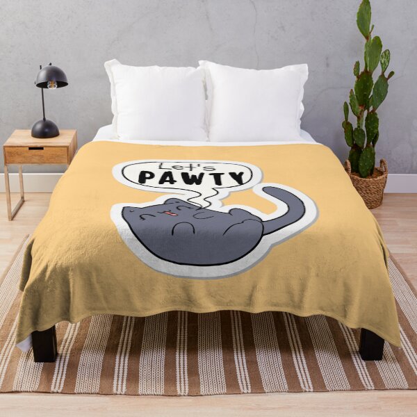 Item preview, Let's Pawty Grey Cat Cartoon designed and sold by leBoosh-Designs.