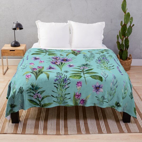 Item preview, Aqua Blue Botanic Design. Watercolor Herbs designed and sold by ramonag1.
