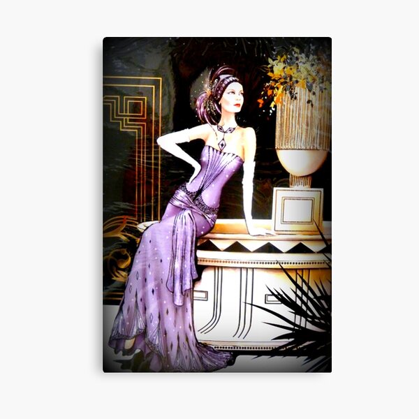 Art Deco Lady in Purple Canvas Print