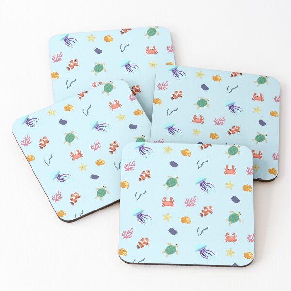 Item preview, Ocean Vibes sticker pack pattern, Ocean creatures, Sea life , sea turtle , sea plants , sea shell , fish , jellyfish , rocks , crab , sea stars light blue designed and sold by SGS-.