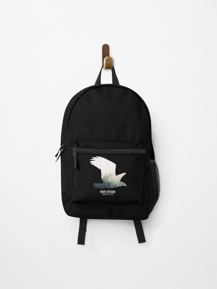 Thumbnail 1 of 3, Backpack, Falcon in Forest Environment Climate Protection designed and sold by RJ-Art.