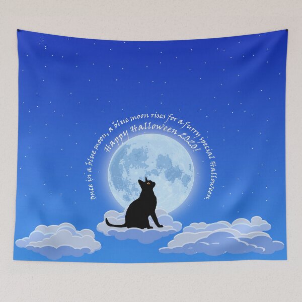 Item preview, Halloween 2020 Blue Moon Commemorative Special - Blue Moon and Black Cat designed and sold by belly-e-luna.