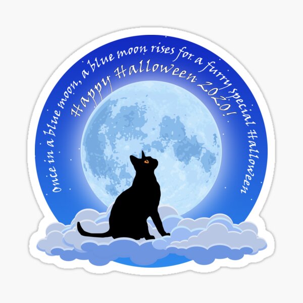 Halloween 2020 Blue Moon Commemorative Special - Blue Moon and Black Cat Sticker