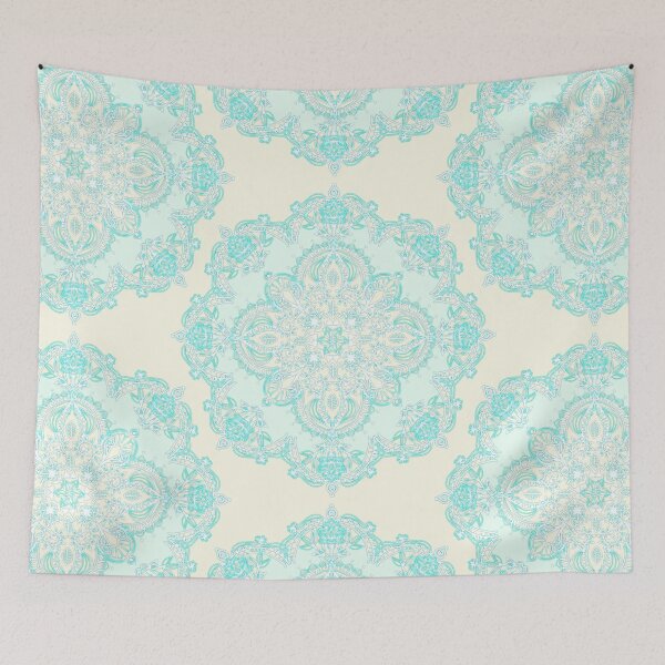 Item preview, Aqua Lace Mandala on Cream - customer request designed and sold by micklyn.