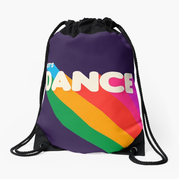 Rainbow dance typography Drawstring Bag