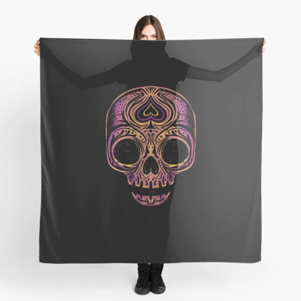 Sugar Skull - Pink Yellow Scarf