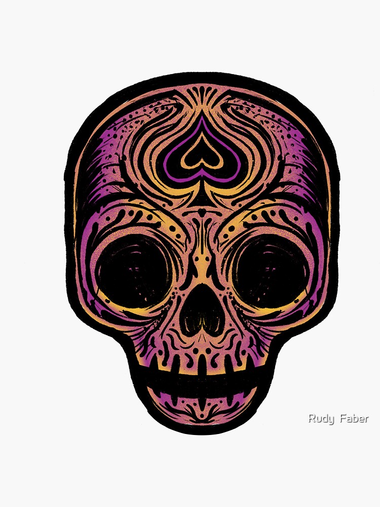 Sugar Skull - Pink Yellow by rudyfaber