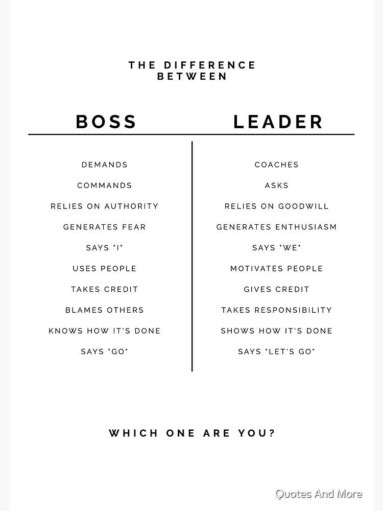 Copy of Boss Or Leader Poster for Sale by Quotes And More