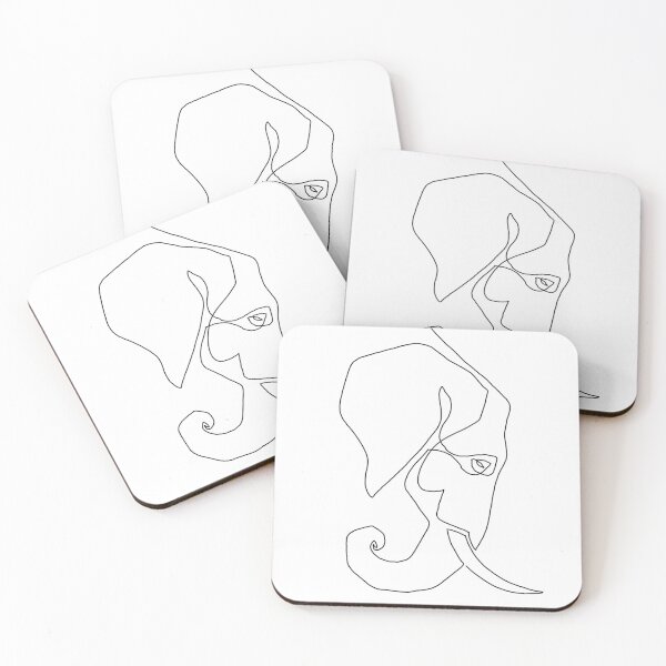 Item preview, Line art of side profile of elephant trunk and beautiful face designed and sold by adesignworld.