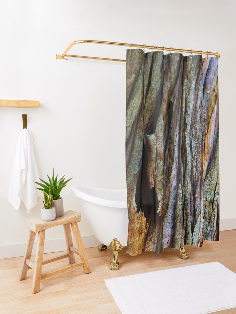 Alternate view of Eucalyptus Tree Bark and Wood Texture 19 Shower Curtain