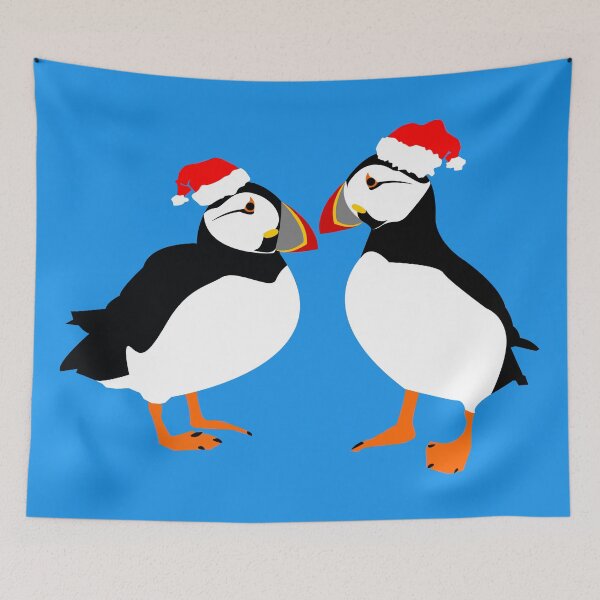 Item preview, Farne Island Christmas Puffins in Santa hats designed and sold by TyneDesigns.