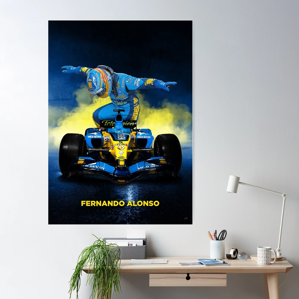F1 Toppsf1 Podium Poster - Fernando Alonso Canvas Art, Waterproof Ink,  Unframed