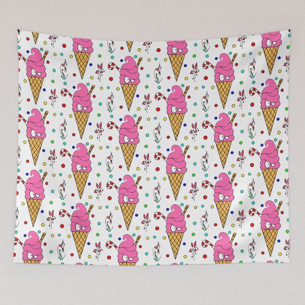 Item preview, Kawaii Strawberry Cone Ice Cream Illustration designed and sold by vineeth.
