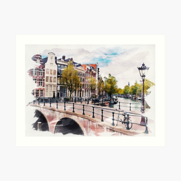 AMSTERDAM, Netherlands Watercolor Art Print