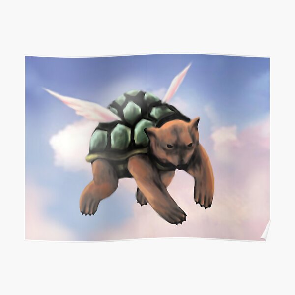 Flying Turtle Bear Poster