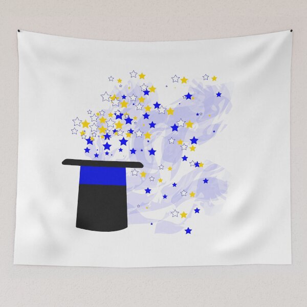 Item preview, Magic / magician hat with blue , white , yellow stars and light blue magical fog  designed and sold by SGS-.