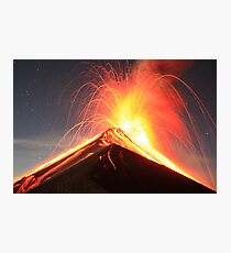 Fuego Erupts on a Moonlit Night Photographic Print