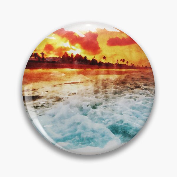 Item preview, Red Sunset Over The Ocean Thalassic Seaside Hydrographic watercolor nautical poster designed and sold by Naumovski.
