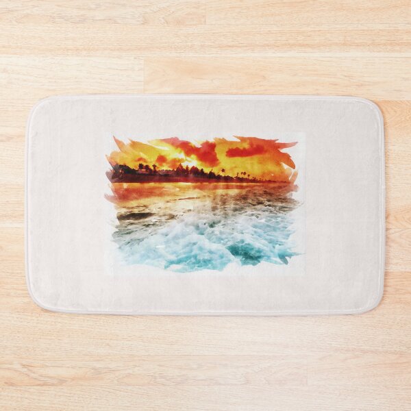 Item preview, Red Sunset Over The Ocean Thalassic Seaside Hydrographic watercolor nautical poster designed and sold by Naumovski.