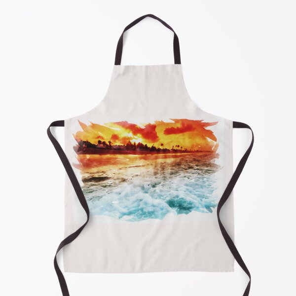 Item preview, Red Sunset Over The Ocean Thalassic Seaside Hydrographic watercolor nautical poster designed and sold by Naumovski.