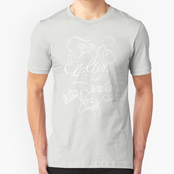 I Play Vidja Games (White) Slim Fit T-Shirt