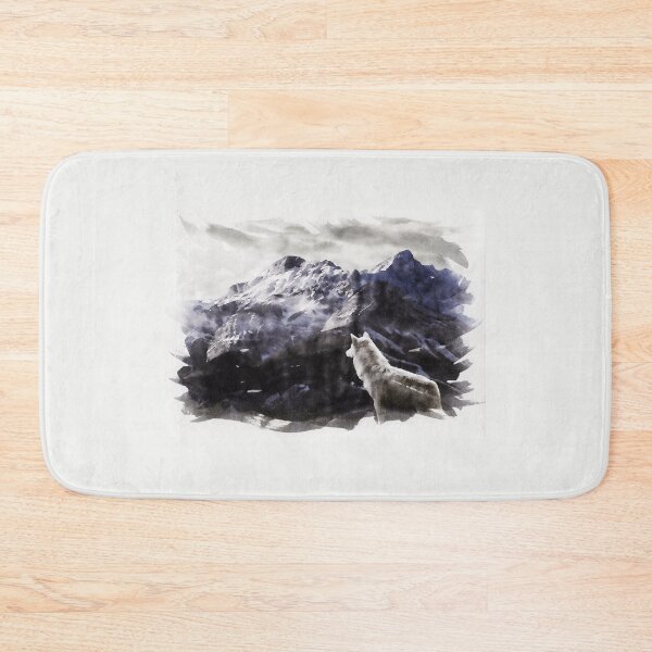 Item preview, Wolf Admiring The View on the snowy mountain peaks Watercolor Artwork designed and sold by Naumovski.