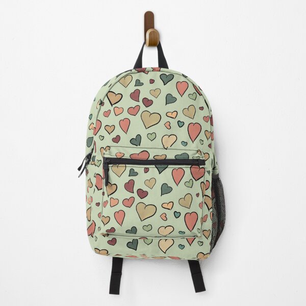 Item preview, colored hearts on a green background pattern designed and sold by purumArt.